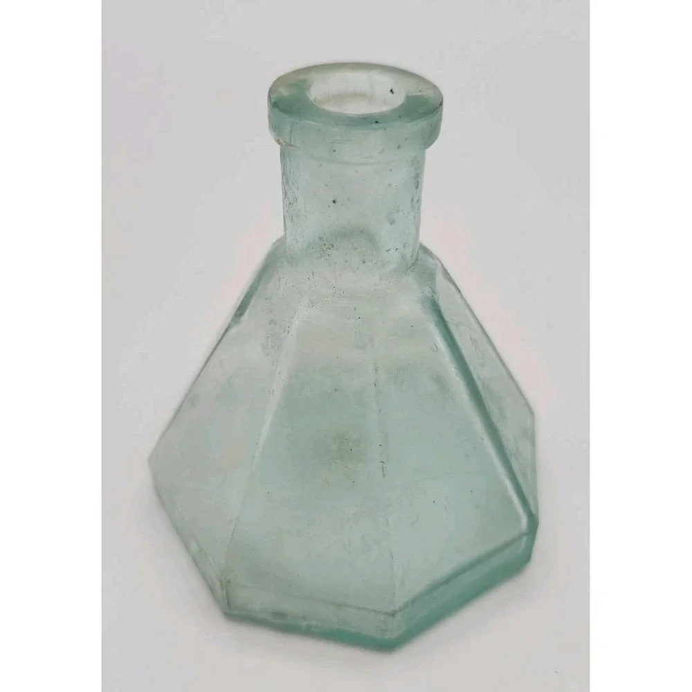 Antique Light Aqua Umbrella Glass Inkwell